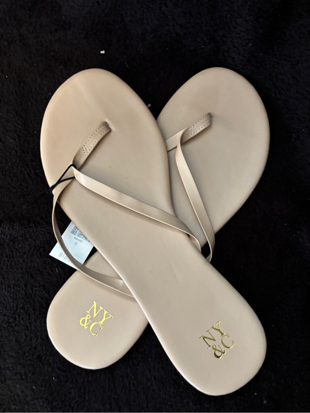 New York & Company Nude Thin-Strap Toe-Post Sandals